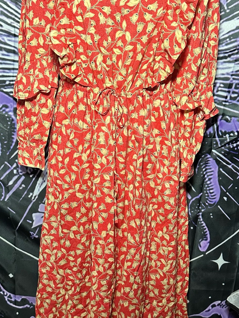 Who What Wear Red Floral Tie-Waist Women's Dress